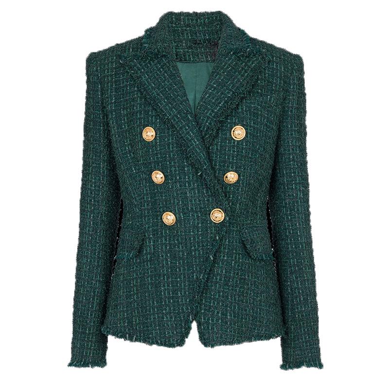 Arabella Emerald Green Tweed Blazer - ALLARA