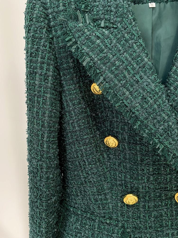 Arabella Emerald Green Tweed Blazer - ALLARA