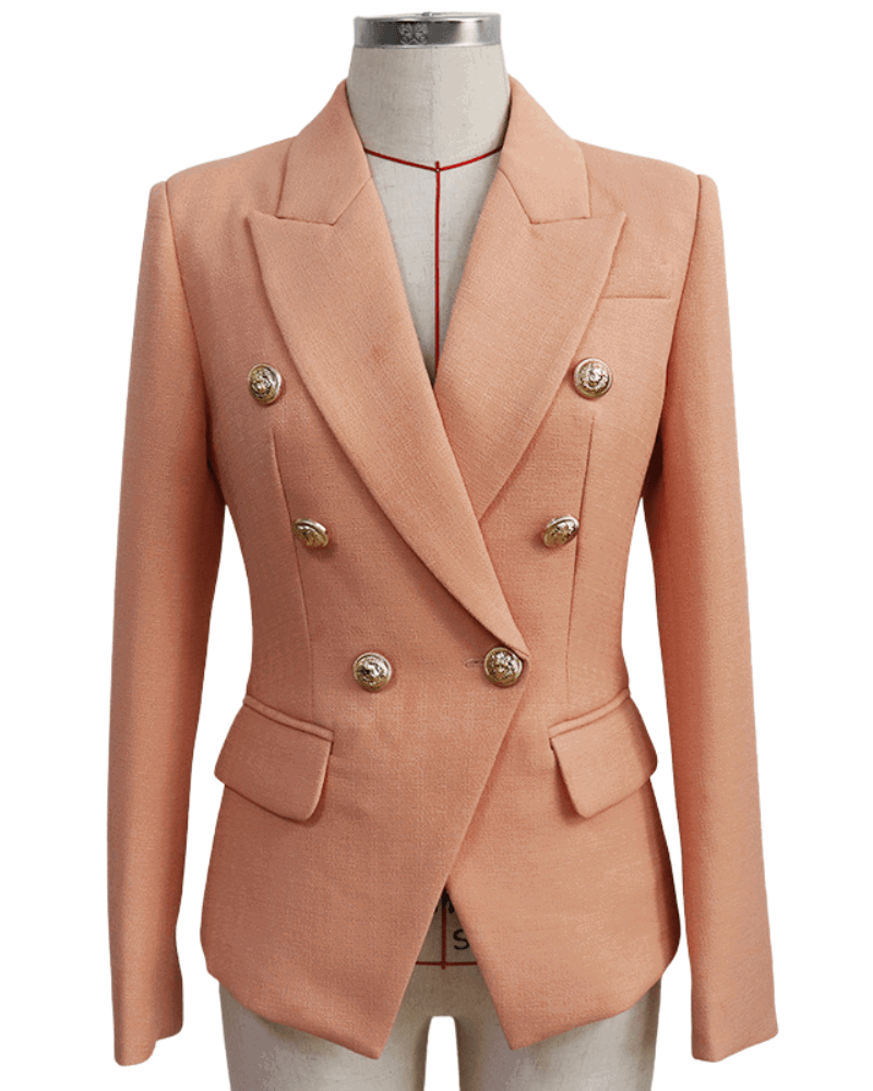 Aria Peach Double Breasted Blazer - ALLARA