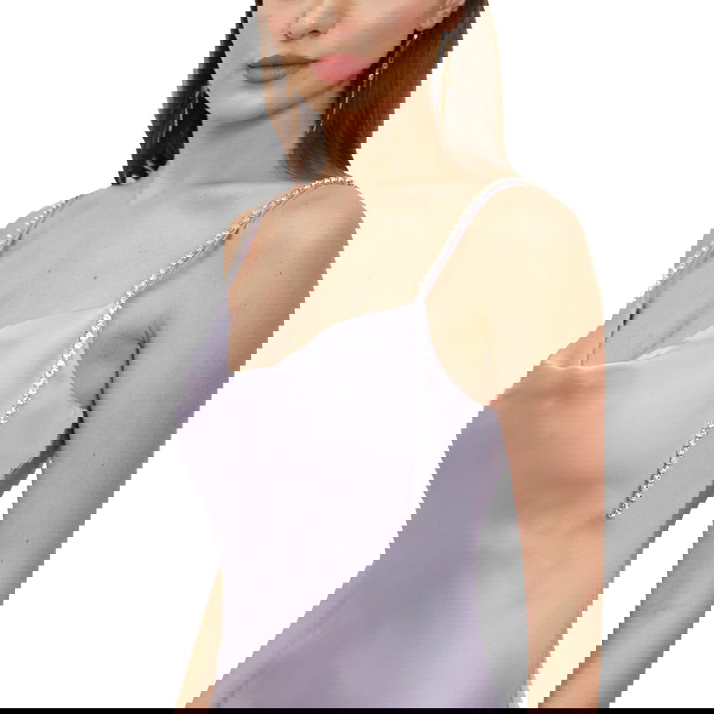 Arielle Purple Rhinestone Strap Cowlneck Satin Midi Dress - ALLARA