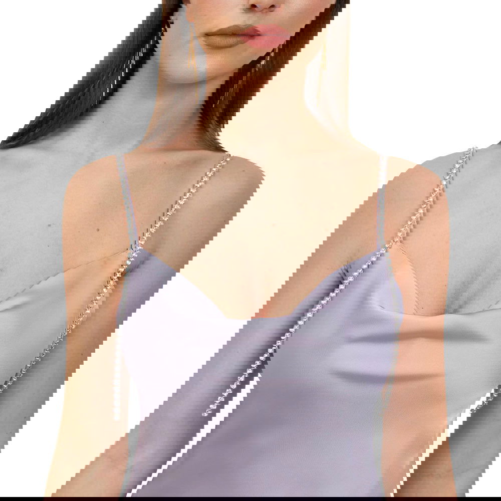 Arielle Purple Rhinestone Strap Cowlneck Satin Midi Dress - ALLARA