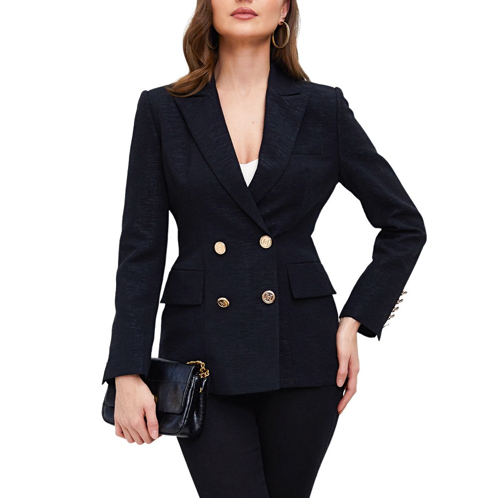 Ashlyn Black Classic Double Breasted Blazer - ALLARA