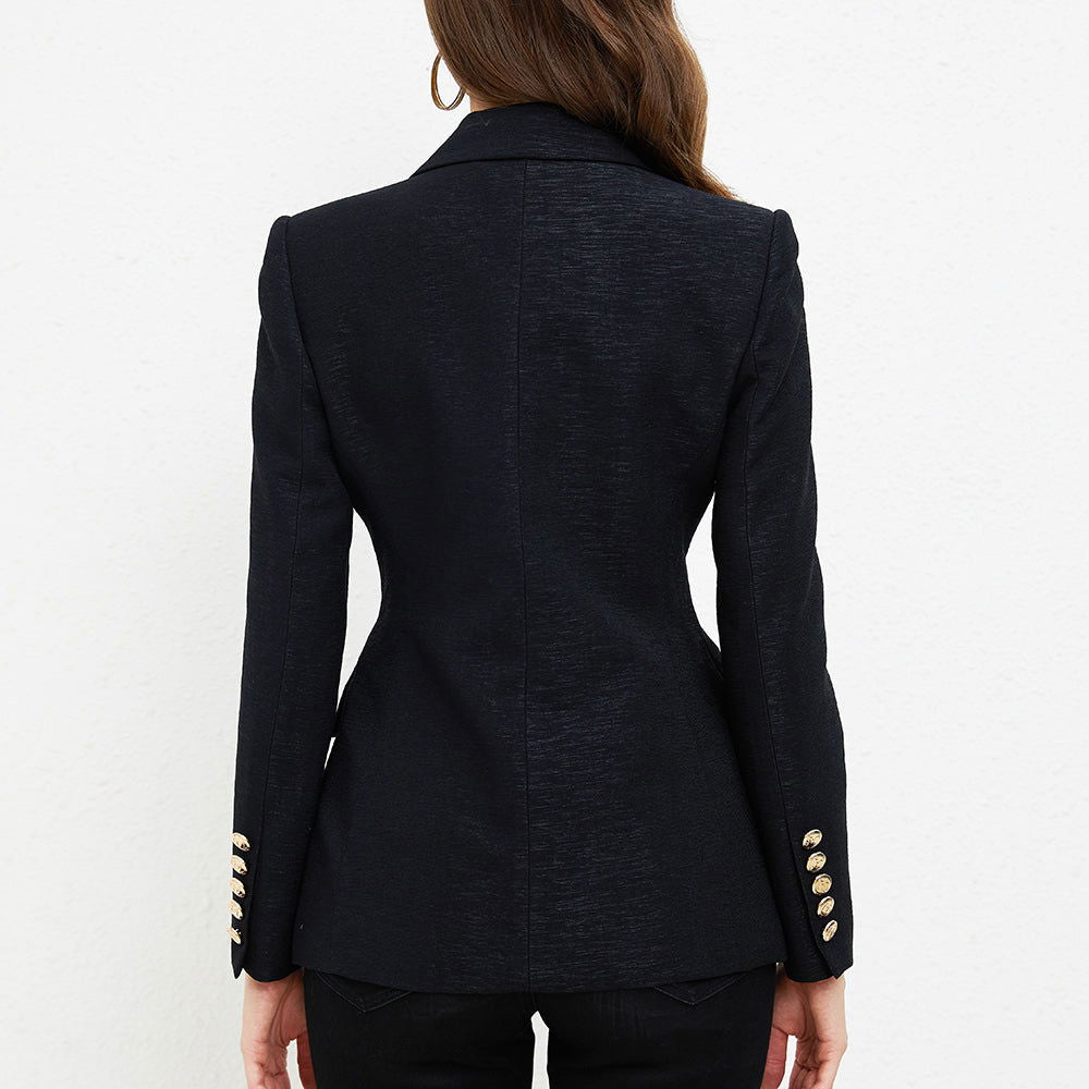 Ashlyn Black Classic Double Breasted Blazer - ALLARA