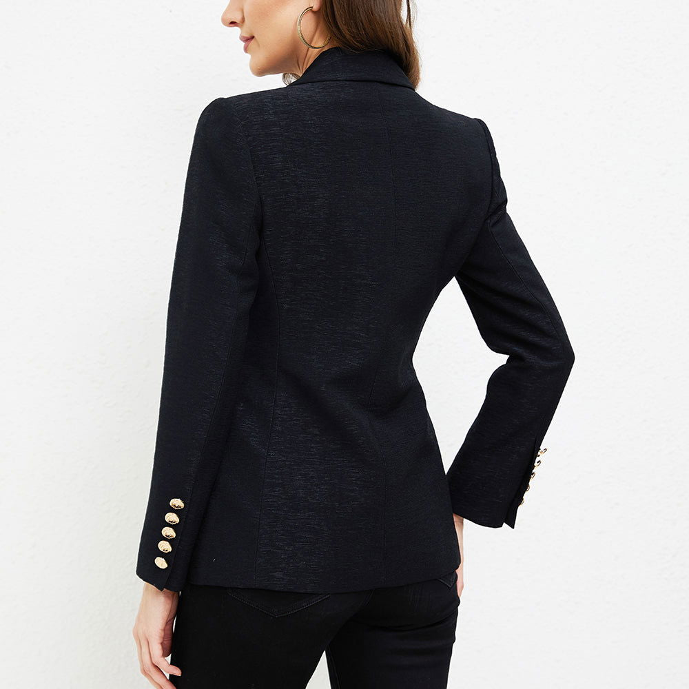 Ashlyn Black Classic Double Breasted Blazer - ALLARA