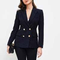 Ashlyn Black Classic Double Breasted Blazer - ALLARA