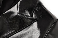 Aveline Black Faux Leather Blazer Jacket - ALLARA