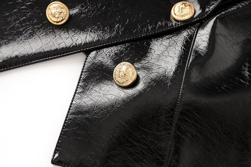 Aveline Black Faux Leather Blazer Jacket - ALLARA