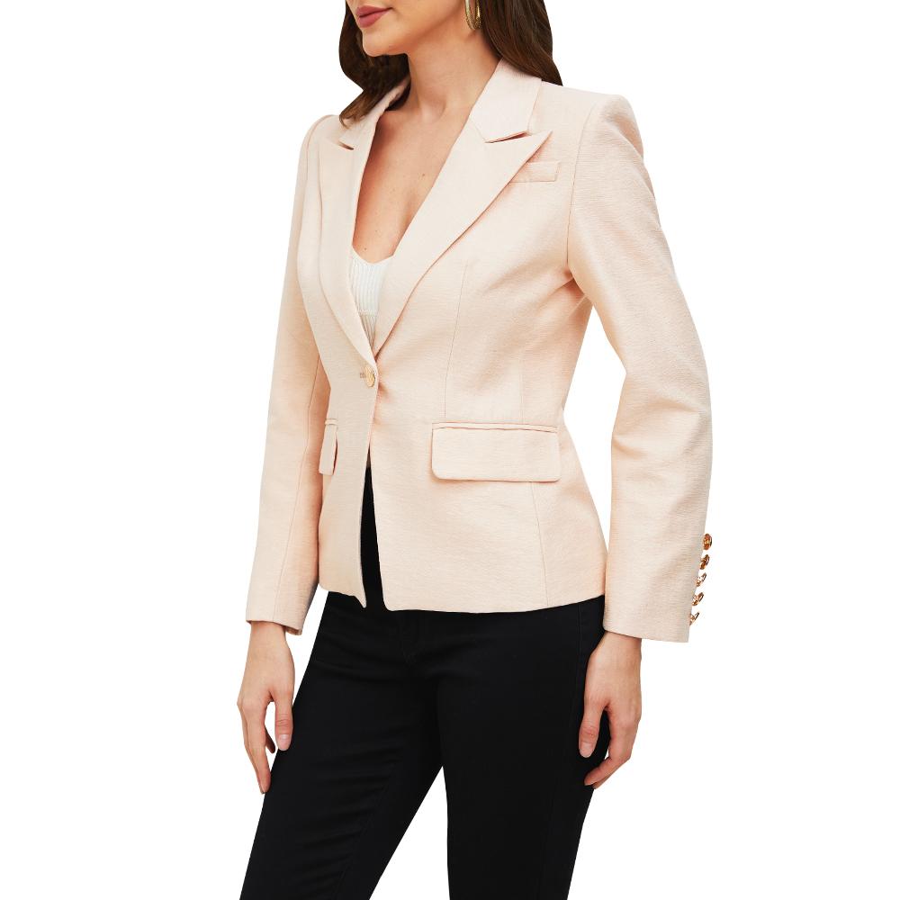 Bea Pink Single Button Blazer - ALLARA