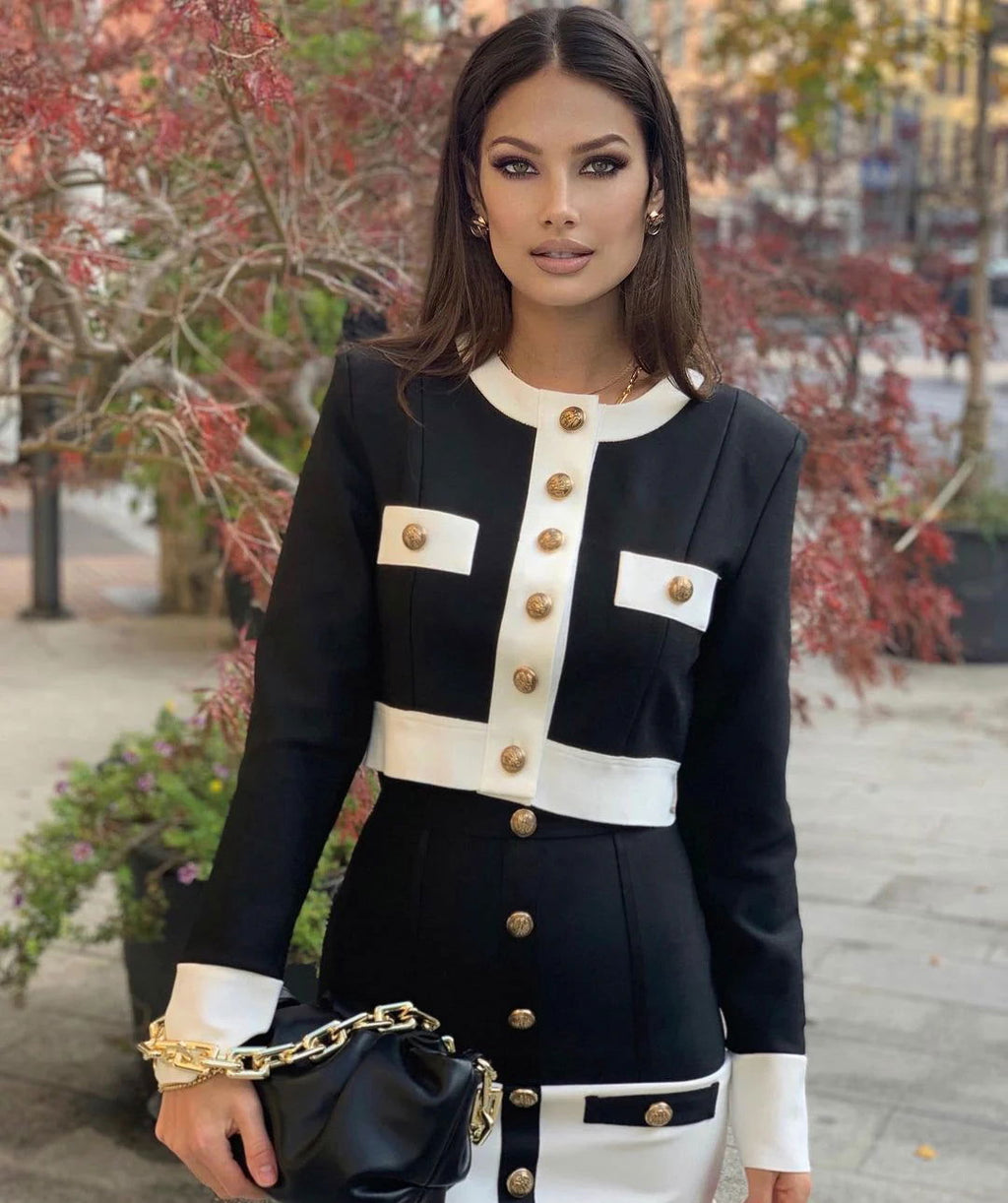 Beatrix Black Cardigan & Skirt Two Piece Set - ALLARA