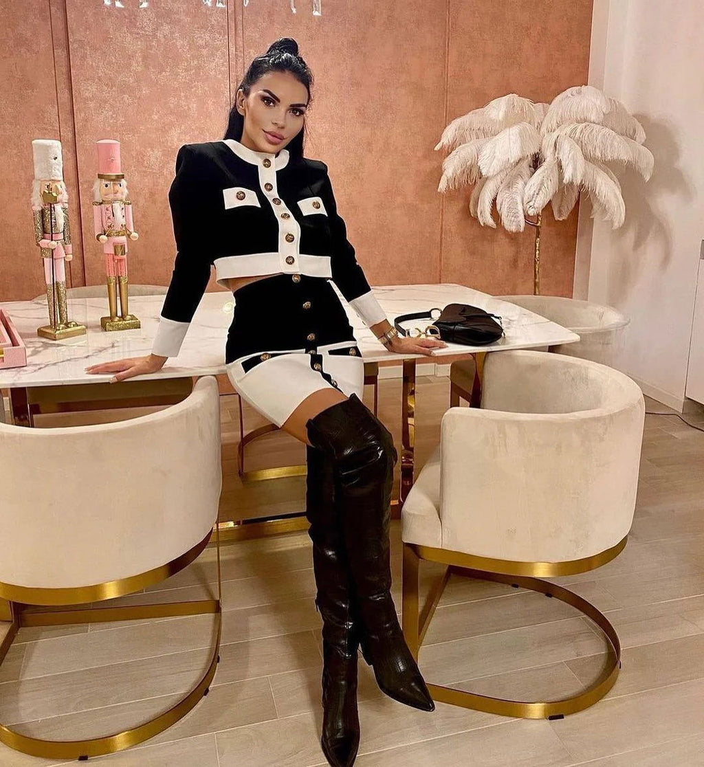 Beatrix Black Cardigan & Skirt Two Piece Set - ALLARA