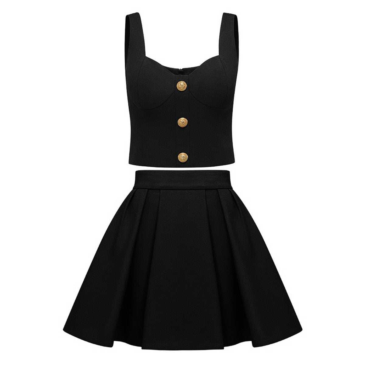 Brielle Black Tank and Skirt Two Piece Set - ALLARA