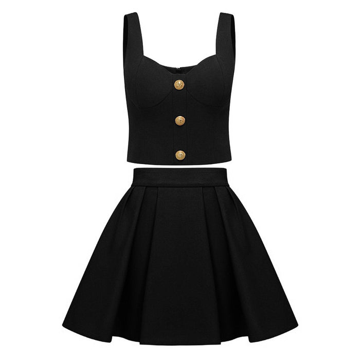 Brielle Black Tank and Skirt Two Piece Set - ALLARA