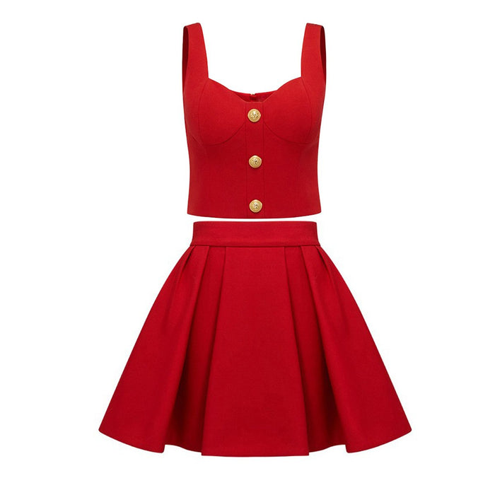 Brielle Red Tank and Skirt Two Piece Set - ALLARA