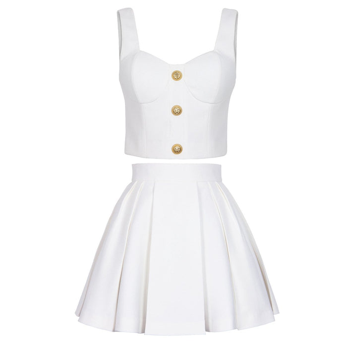 Brielle White Tank and Skirt Two Piece Set - ALLARA