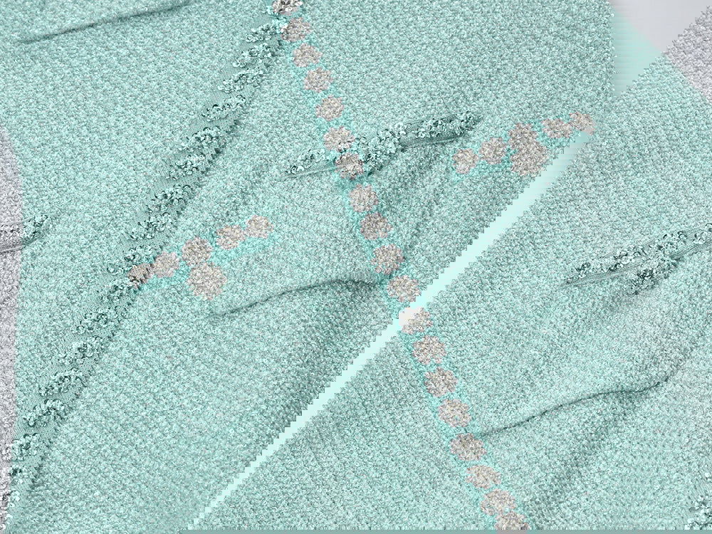 Brynn Mint Tweed Short Sleeve Dress - ALLARA