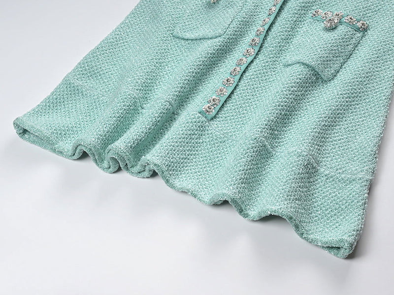 Brynn Mint Tweed Short Sleeve Dress - ALLARA