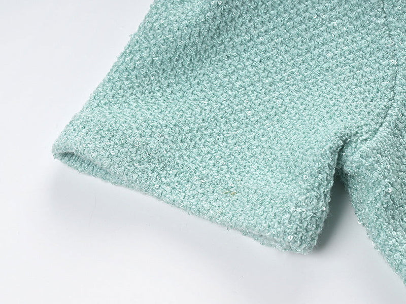 Brynn Mint Tweed Short Sleeve Dress - ALLARA