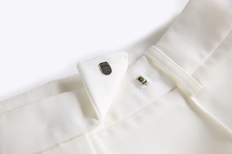 Calista White Rhinestone Arm Blazer & Pant Two Piece Set - ALLARA