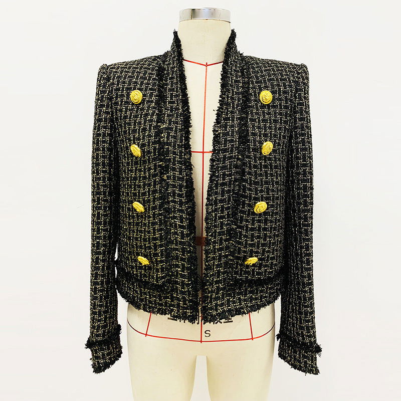 Celia Black Gold Tweed Fringe Edge Jacket - ALLARA