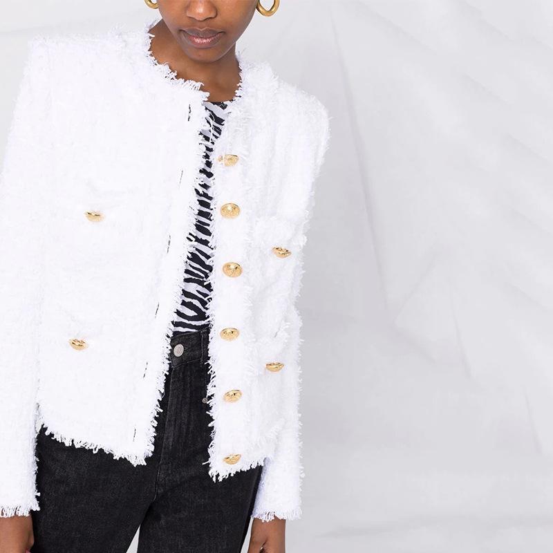 Clarissa White Tweed Jacket for Women - Allara – ALLARA