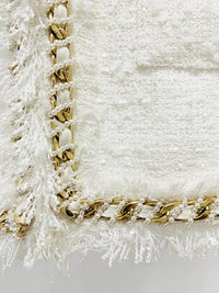 Cora White Rhinestone Bowtie Tweed Jacket - ALLARA