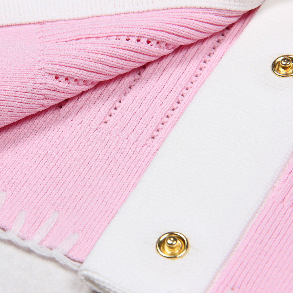 Coraline Pink Contrast Knit Cardigan - ALLARA