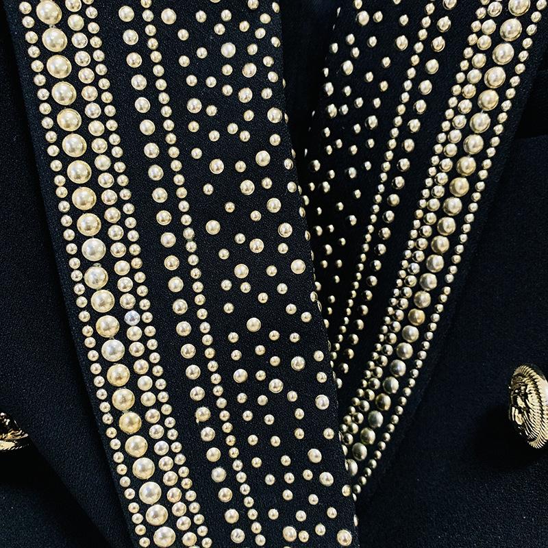 Dahlia Black Tie Waist Blazer with Stud Collar - ALLARA