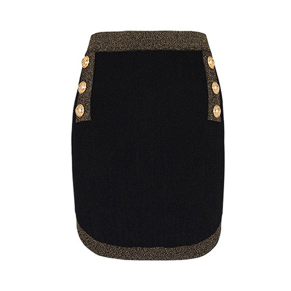 Danae Black Mock Neck Top and Skirt Two Pice Set - ALLARA