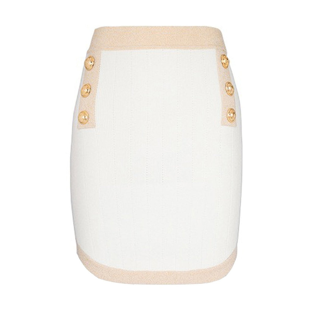 Danae White Mock Neck Top and Skirt Two Pice Set - ALLARA