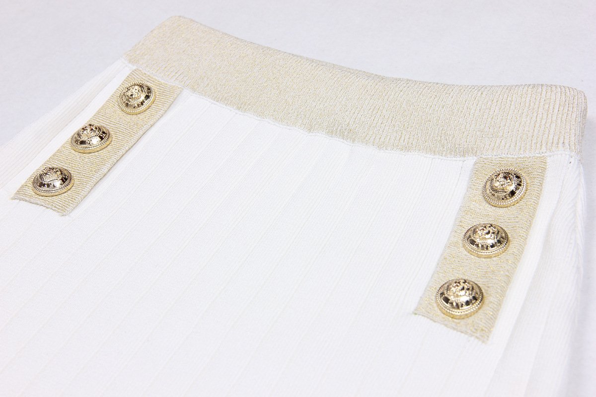 Danae White Mock Neck Top and Skirt Two Pice Set - ALLARA