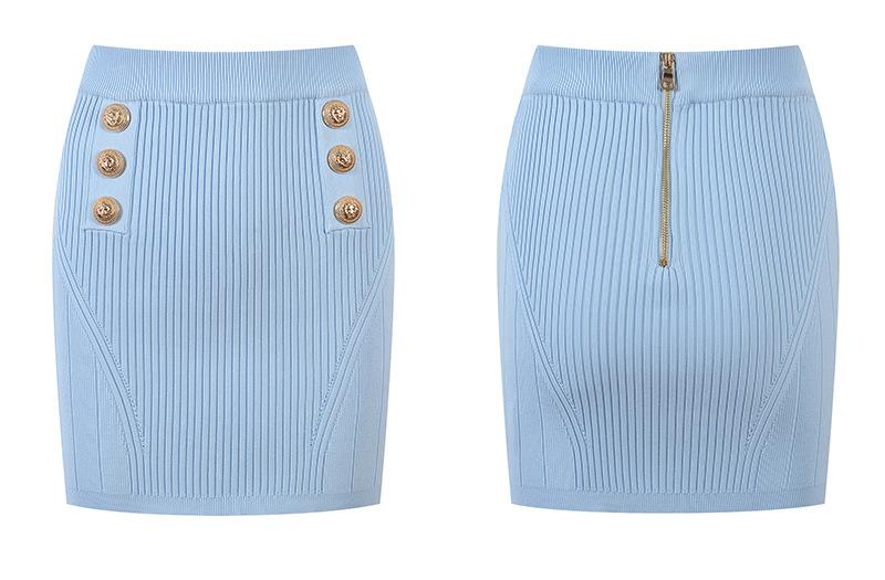 Daphne Knit Cardigan and Mini Skirt Set with Gold Buttons