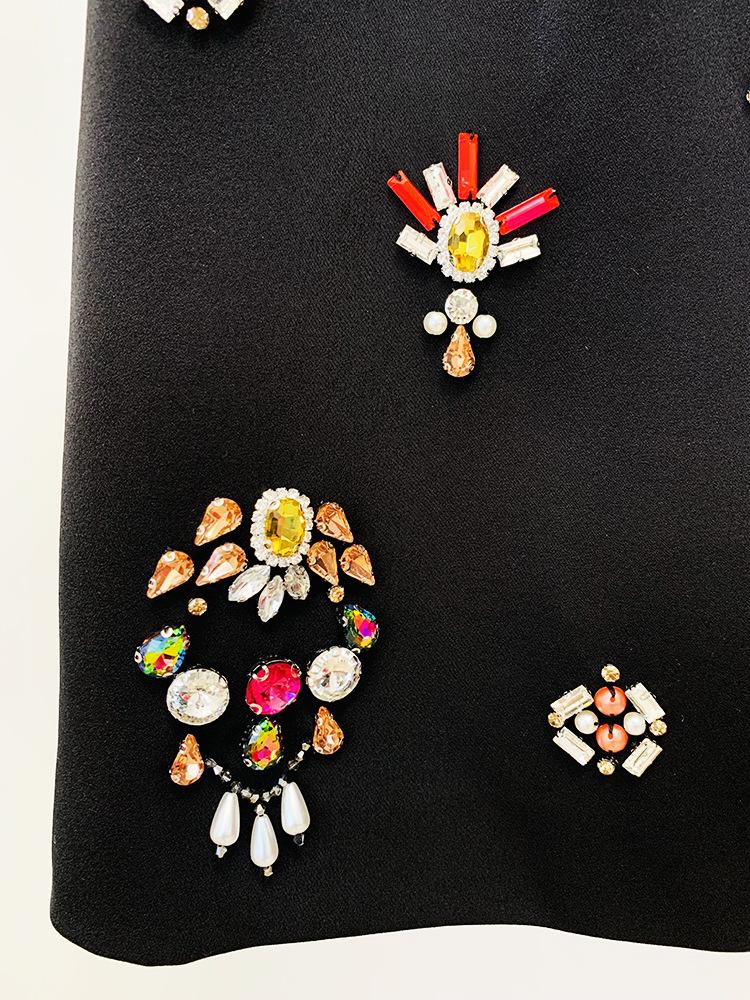 Delaney Black Rhinestone Top and Skirt Two Piece Set - ALLARA