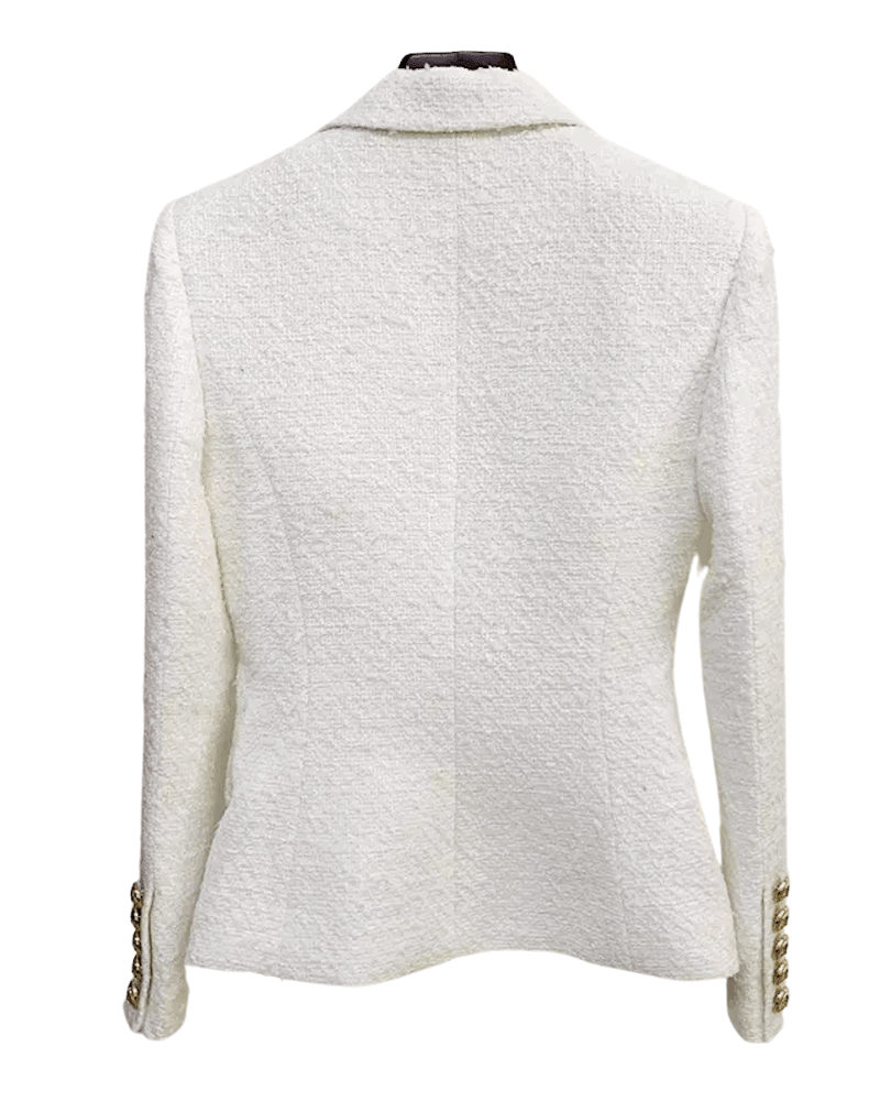 Delilah White Tweed Double Breasted Blazer - ALLARA