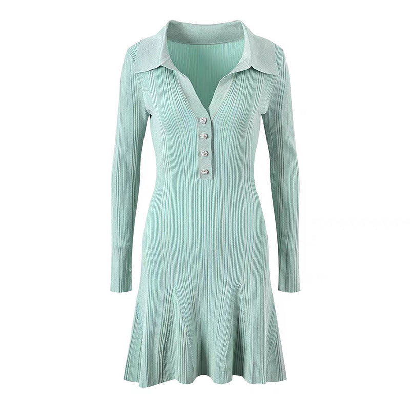 Delphine Mint Long Sleeve Knit Mini Dress - ALLARA