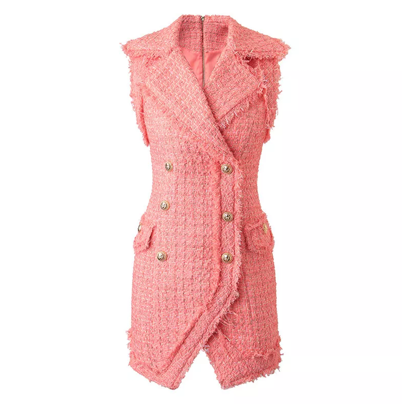 Desiree Pink Tweed Mini Dress - ALLARA