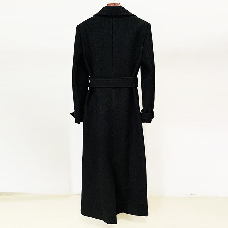 Dolores Black Long Wool Coat - ALLARA