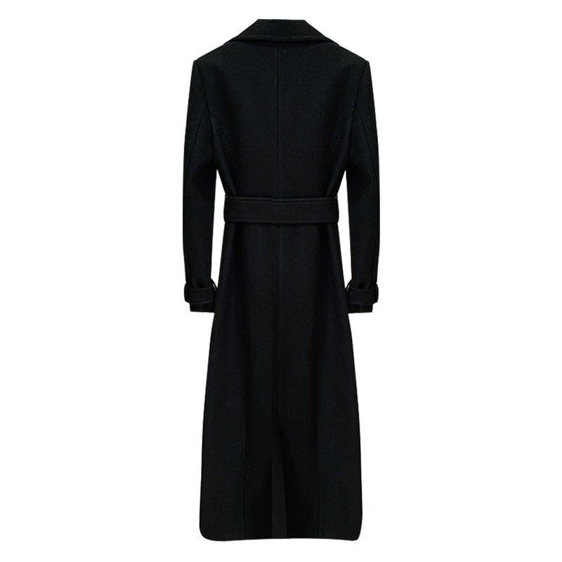 Dolores Black Long Wool Coat - ALLARA