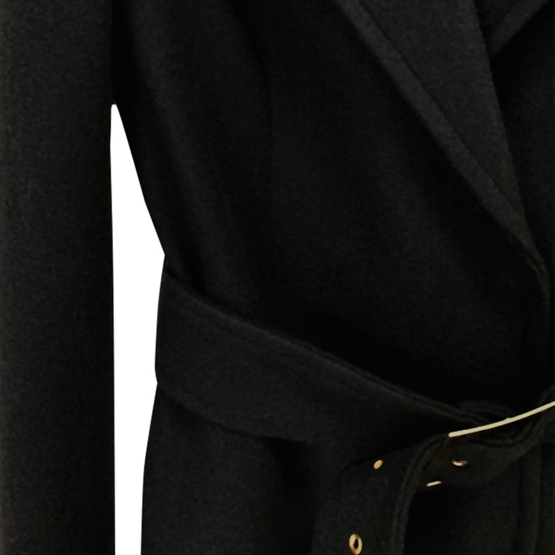 Dolores Black Long Wool Coat - ALLARA