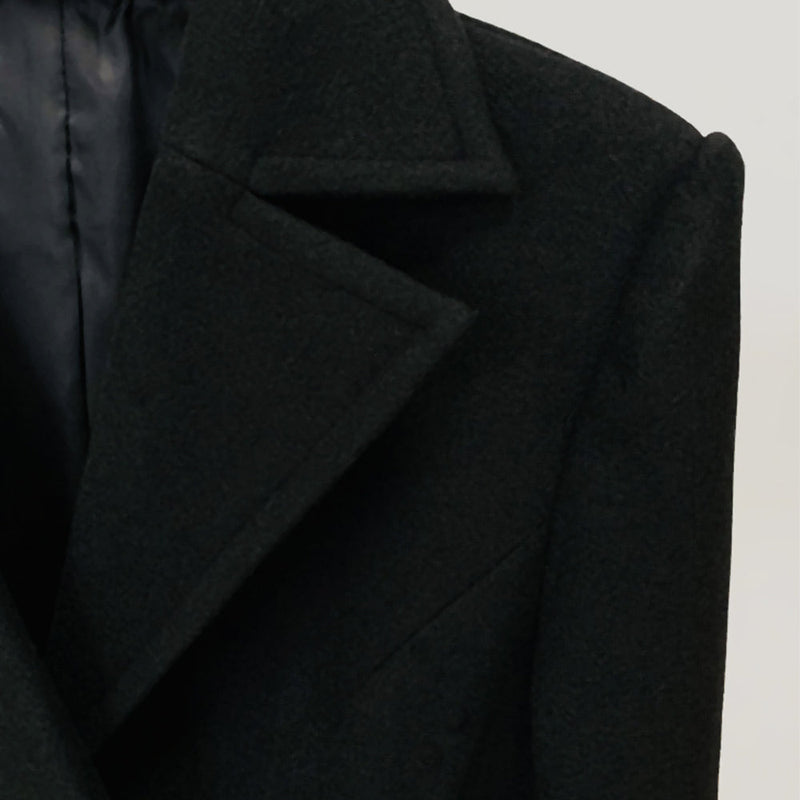 Dolores Black Long Wool Coat - ALLARA