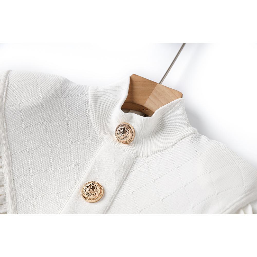 Elise White Fringe Trim Knit Mini Dress - ALLARA