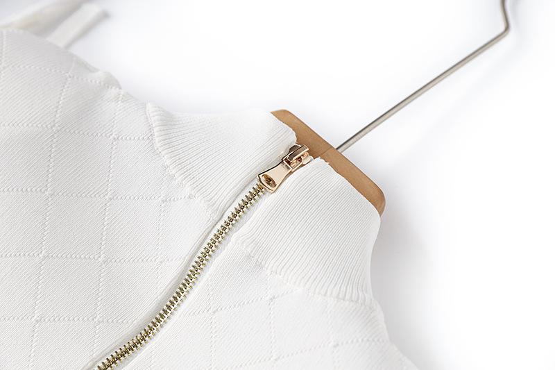 Elise White Fringe Trim Knit Mini Dress - ALLARA