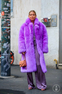 Elodie Purple Long Faux Fur Long Coat - ALLARA