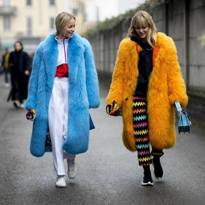 Elodie Yellow Long Faux Fur Long Coat - ALLARA
