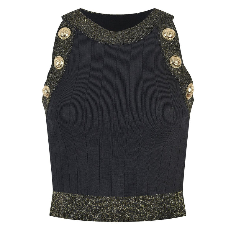 Eloise Black Knit Crop Top - ALLARA