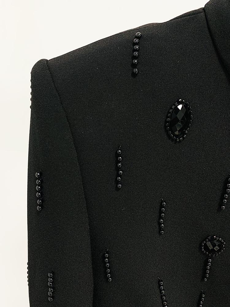 Emery Black Crystal Long Sleeve Top and Skirt Two Piece Set - ALLARA