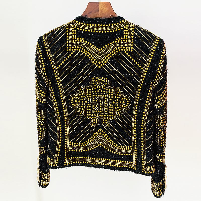 Emilia Black Tweed Jacket with Metal Studs for Women