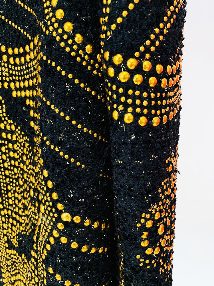 Emilia Black Tweed Jacket with Metal Studs - ALLARA