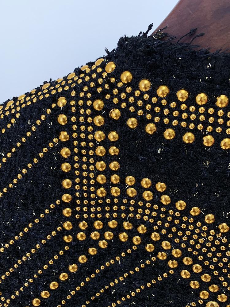 Emilia Black Tweed Jacket with Metal Studs - ALLARA