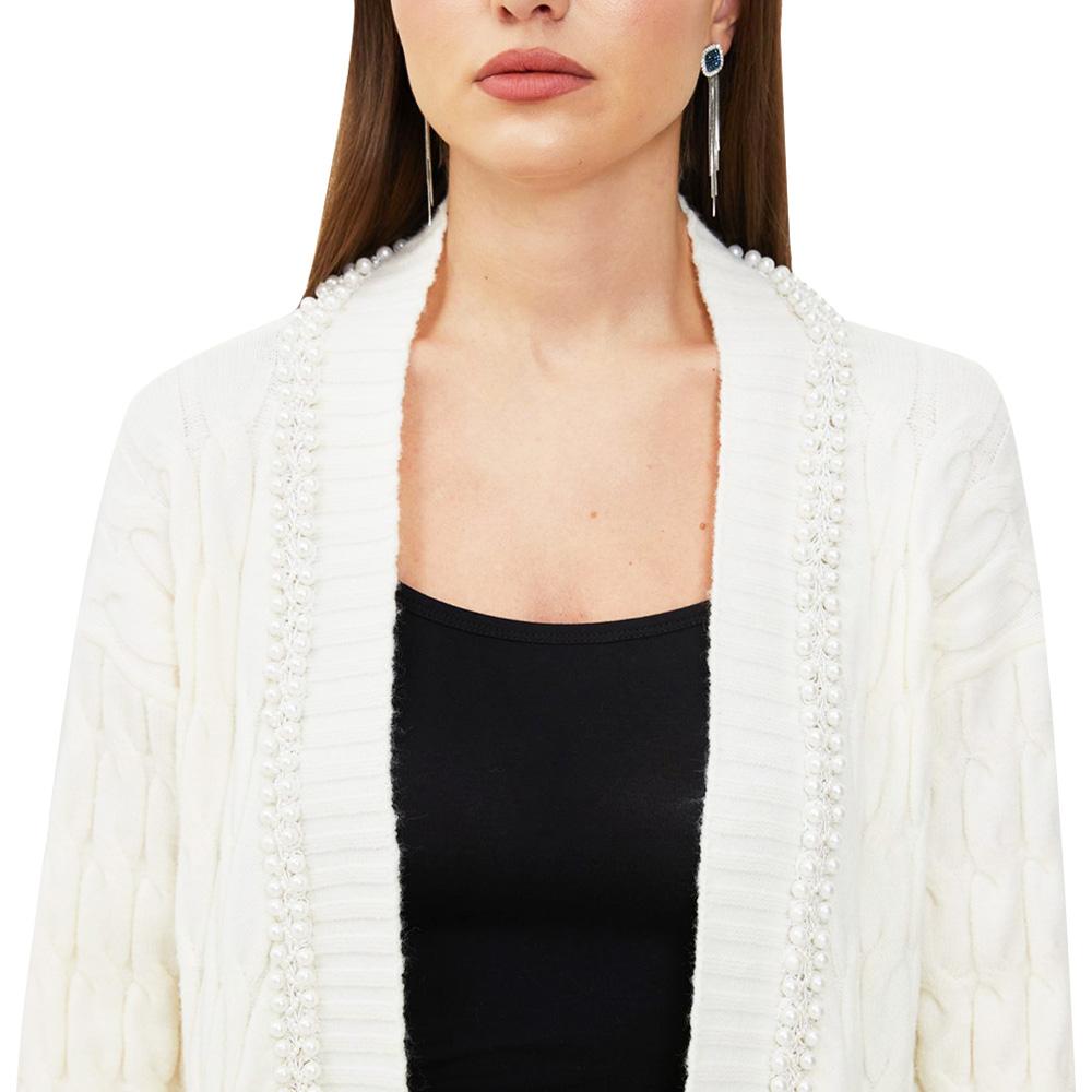 Evangeline Pearl Trimmed Knit Maxi Cardigan - ALLARA