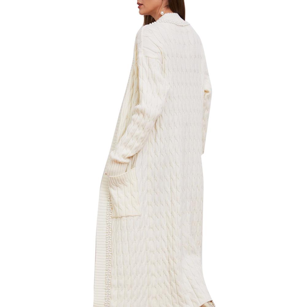 Evangeline Pearl Trimmed Knit Maxi Cardigan - ALLARA